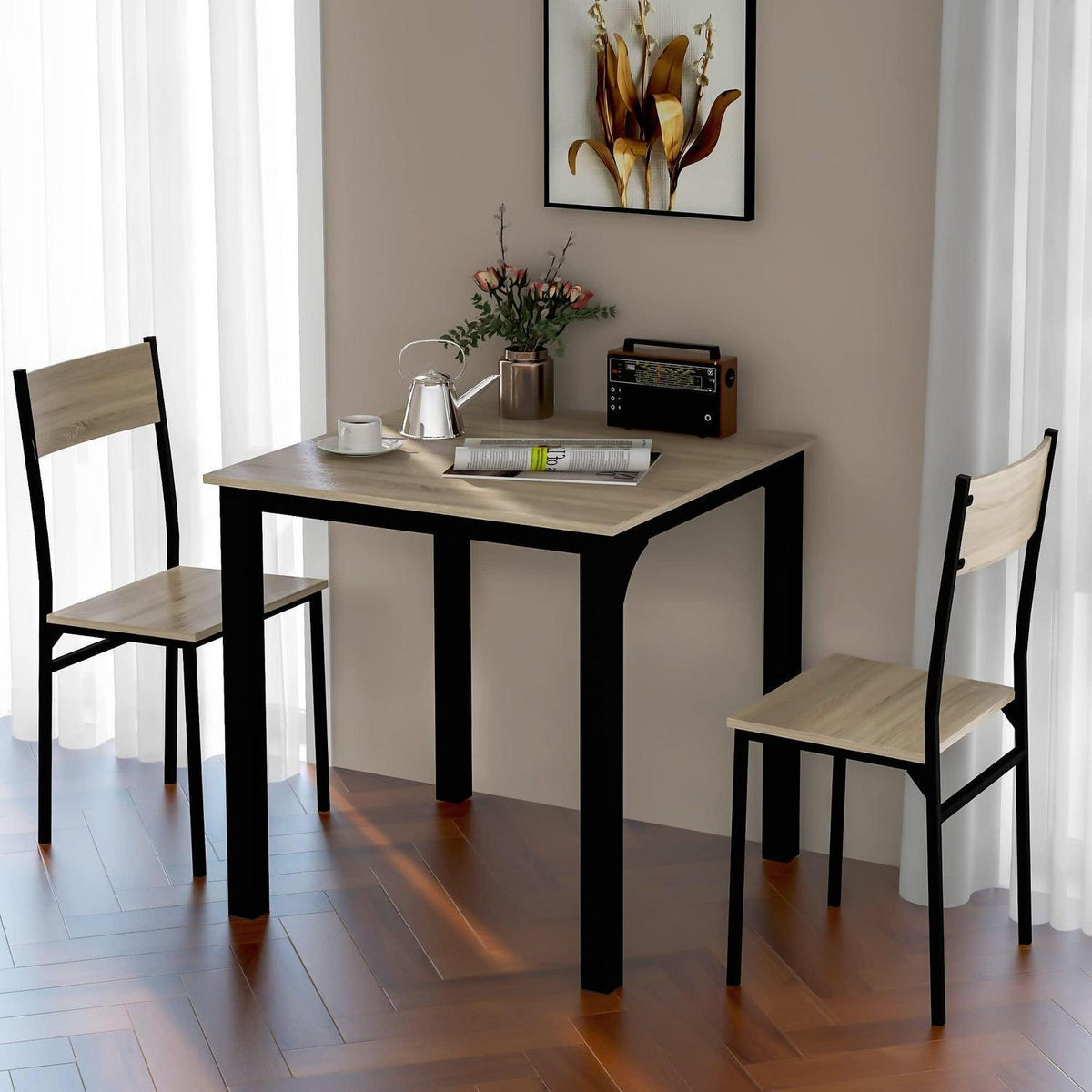 Kompaktes Esstisch-Set mit 2 Stühlen – Modern & Platzsparend