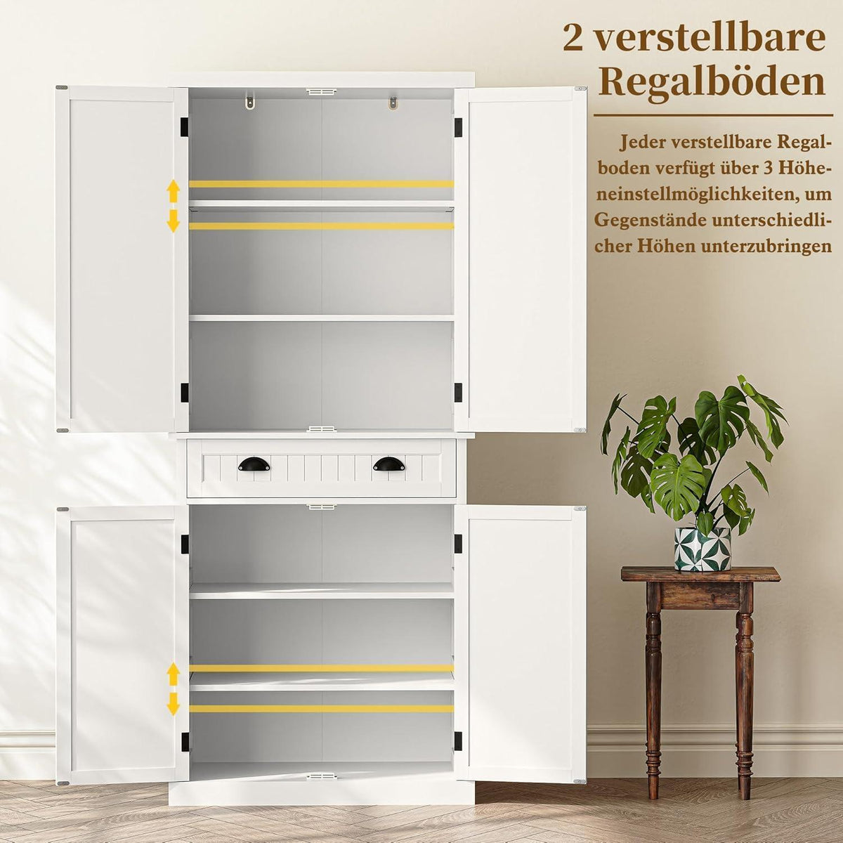 Hochschrank Küchenbuffet Weiß – Vielseitiger Vorratsschrank mit Regalen
