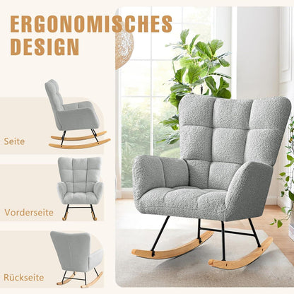 Schaukelstuhl 2er Set Grau – Bequemer Lesesessel für Wohnzimmer & Babyzimmer