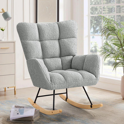 Schaukelsessel Grau – Bequemer Lesesessel für Wohnzimmer & Babyzimmer