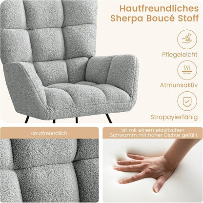 Schaukelsessel Grau – Bequemer Lesesessel für Wohnzimmer & Babyzimmer