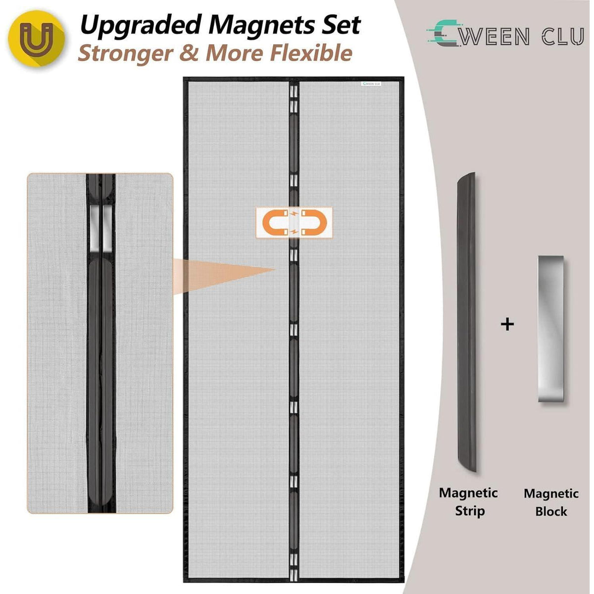 Fliegengitter Tür 90x225 cm – Magnet, Bohrenfrei & Haustierfreundlich