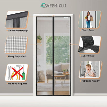 Fliegengitter Tür 85x190 cm – Magnet, Bohren Frei, Für Balkon & Terrasse
