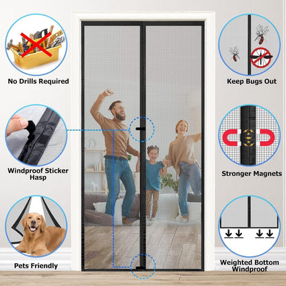 Magnetvorhang 75x190 cm – Fliegengitter ohne Bohren, selbstschließend
