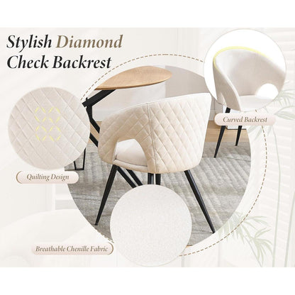 Esszimmerstühle 2er Set, Beige, Stepp-Design & Durchbrochene Rückenlehne