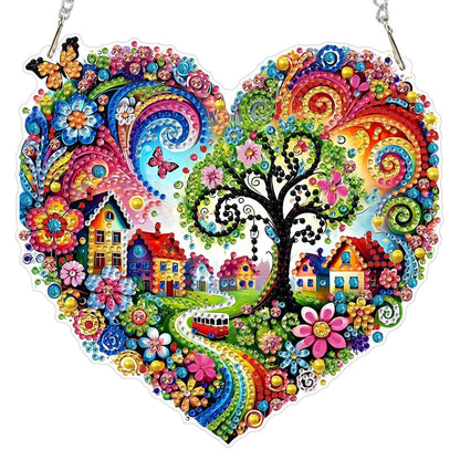 Diamant Painting Dorf Schmetterling DIY Set mit Kette 20x20cm