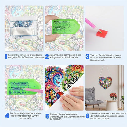 Diamant Painting Dorf Schmetterling DIY Set mit Kette 20x20cm