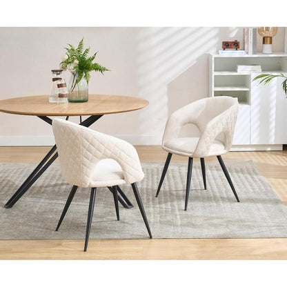Esszimmerstühle Set 4er – Beige, Stepp-Design & Metallbeine