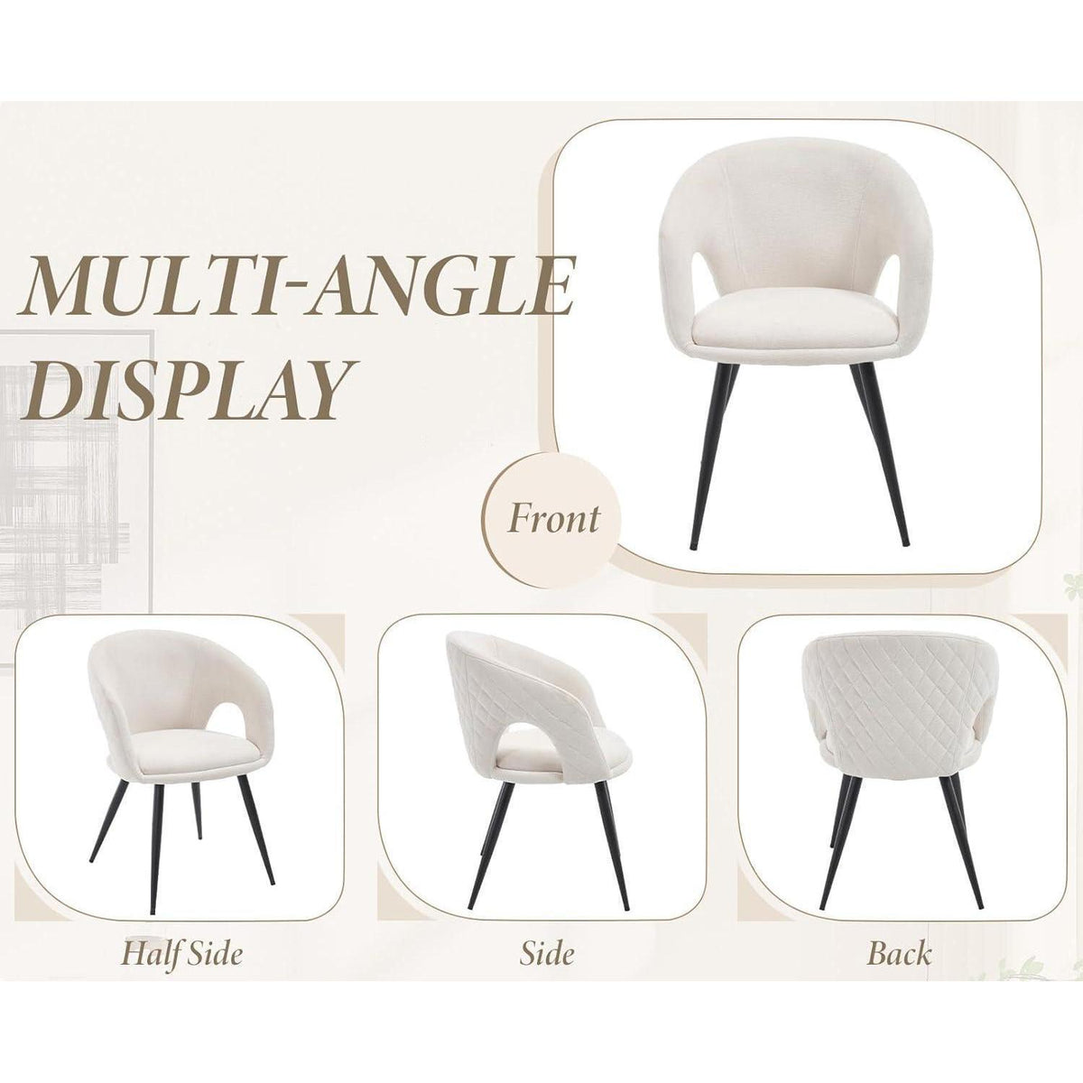 Esszimmerstühle Set 4er – Beige, Stepp-Design & Metallbeine