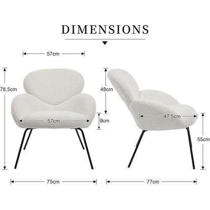 Loungesessel Wohnzimmer Modern, Kunstfell Weiß