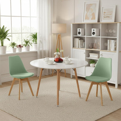 Esstisch Set 120cm Holz & Eiscreme-Grün Stühle