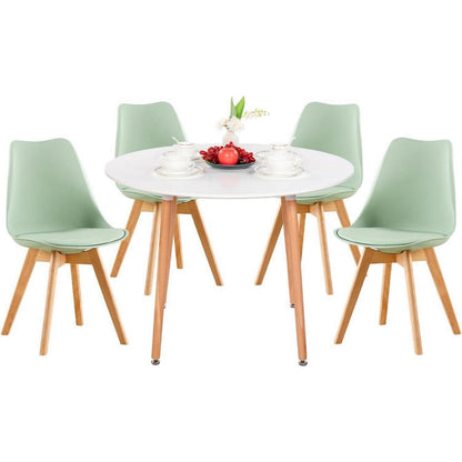 Esstisch Set mit 4 Stühlen – Skandinavisch, Grün & Weiß