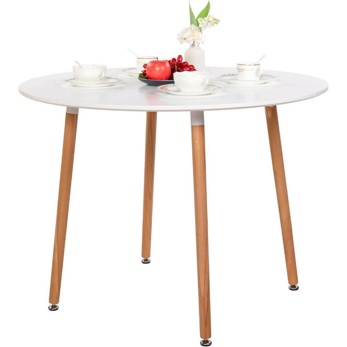 Esstisch Set mit 4 Stühlen – Skandinavisch, Weiß & Buche