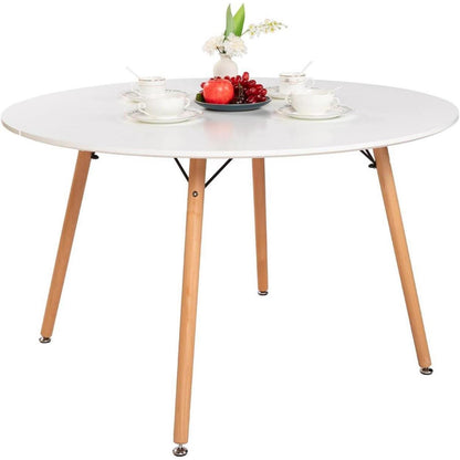 Esstisch Set 120cm Weiß mit 2 Buche Stühlen