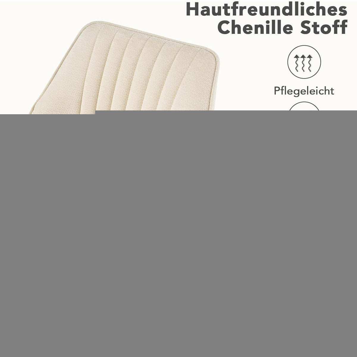 Drehbarer Esszimmerstuhl mit Armlehne & Chenillebezug - 4er Set