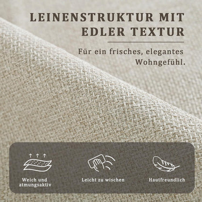 Moderner Esszimmerstuhl Set 4er – Beige, Leinen-Polyester Mix