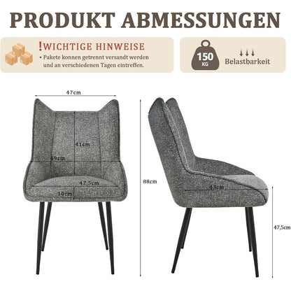 Moderner Esszimmerstuhl Schwarz-Weiß mit Samtbezug & verstellbaren Füßen