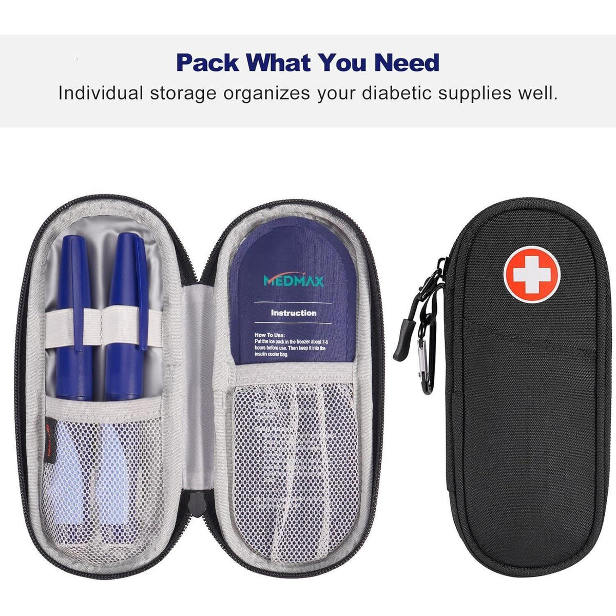 Insulin Kühltasche mit Kühlakkus – TSA Diabetiker Tasche Schwarz