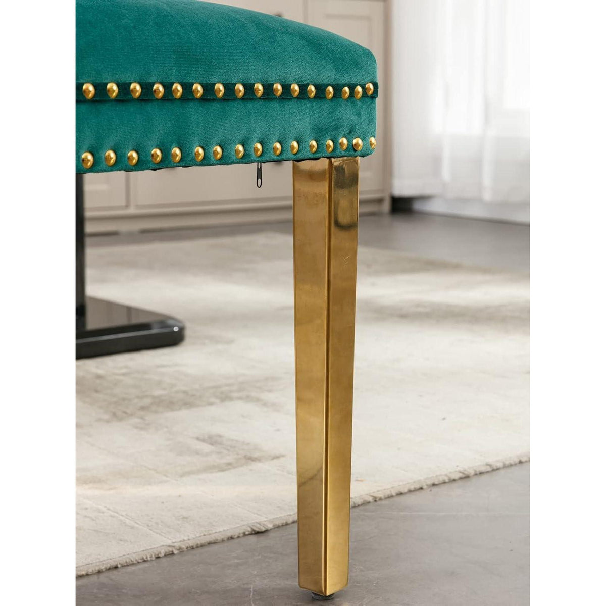 Esszimmerstühle 2er Set, Samt & Gold, hohe Lehne