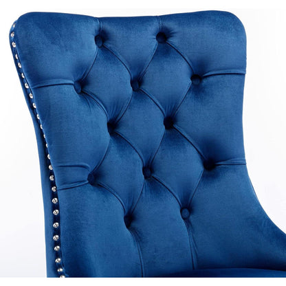 Esszimmerstühle Set 4 Blau & Chrom, Gepolstert & Stabil
