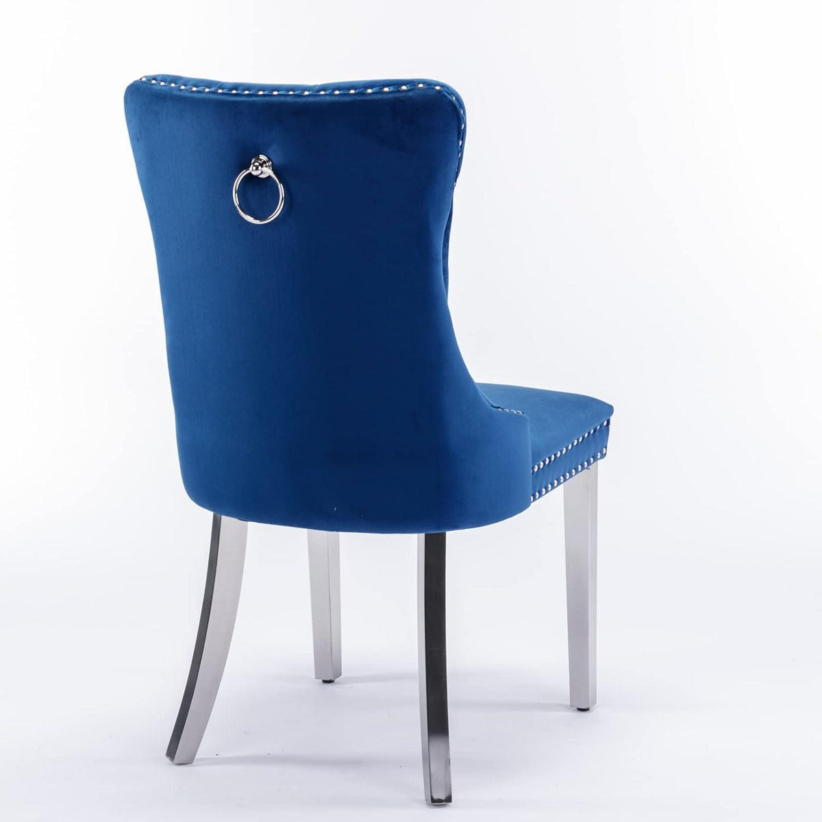 Esszimmerstühle Set 4 Blau & Chrom, Gepolstert & Stabil
