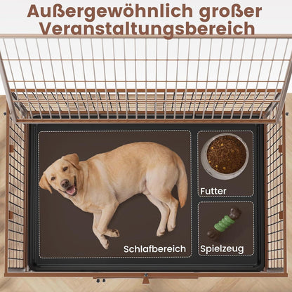 Faltbarer Hundekäfig mit 3 Türen – Braun, 82x52x56 cm