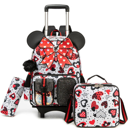 Kinder Trolley Rucksack Set mit Lunchtasche & Federmäppchen Rot