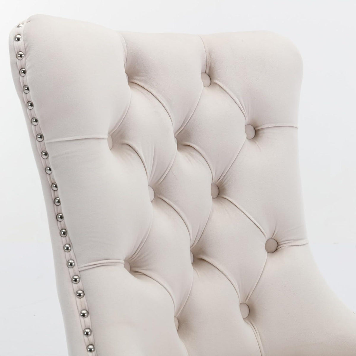 Esszimmerstuhl Set 2er – Samt, Beige & Chrom