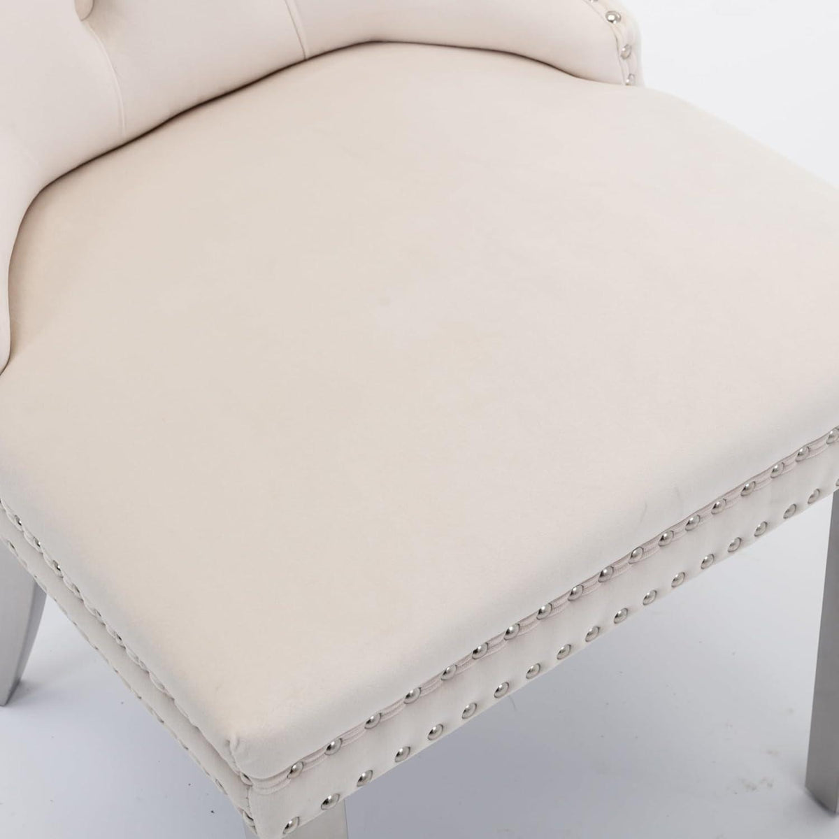 Esszimmerstuhl Set 2er – Samt, Beige & Chrom