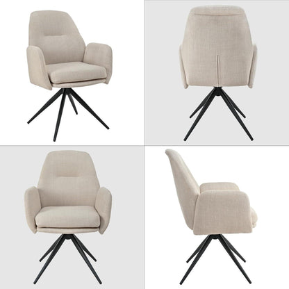 Drehbarer Esszimmerstuhl Set 4er – Beige, Gepolstert & Modern