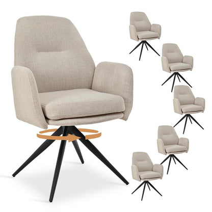 Drehbarer Esszimmerstuhl Set Beige – 6er Pack mit Armlehne