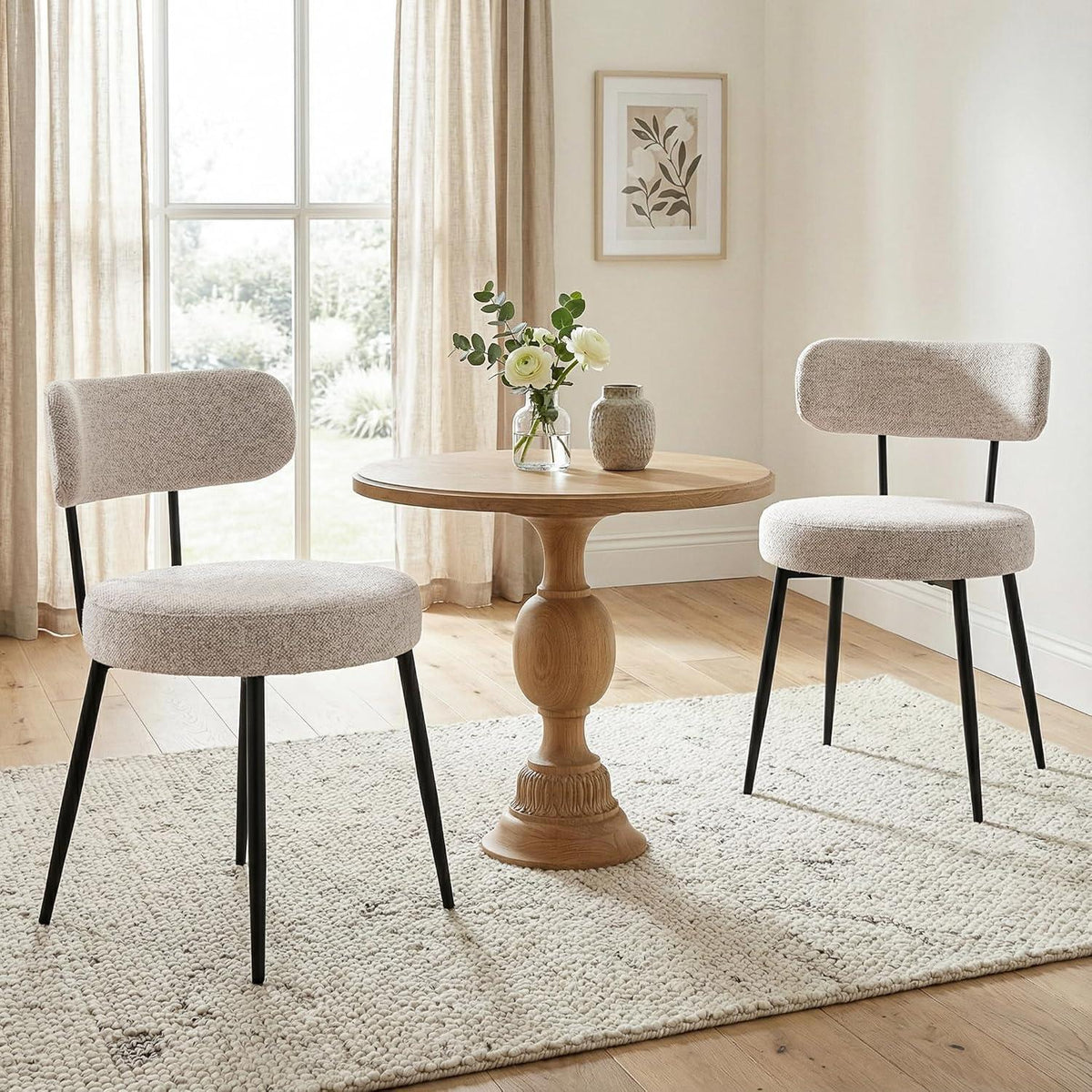 Esszimmerstühle 2er Set Bouclé Braun – Gepolsterte Küchenstühle