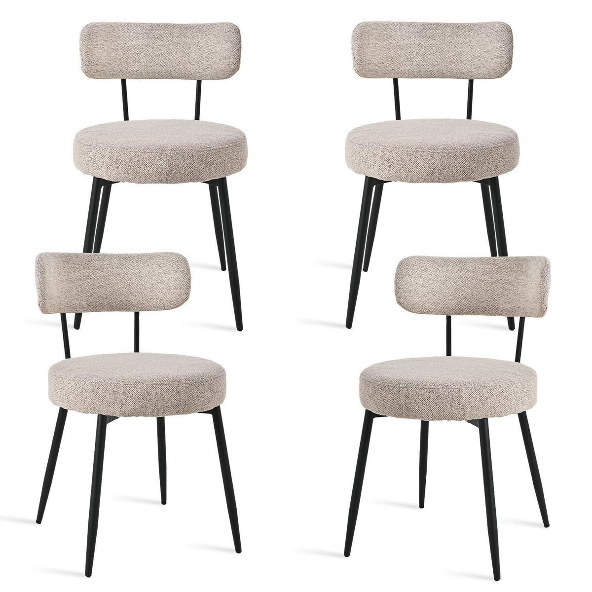 Esszimmerstühle 4er Set Bouclé Braun – Gepolsterte Küchenstühle