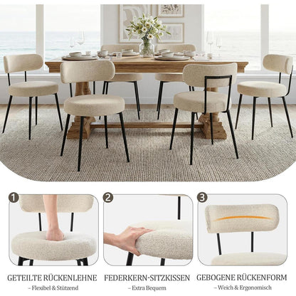 Esszimmerstühle 4er Set Bouclé Beige – Gepolsterte Küchenstühle