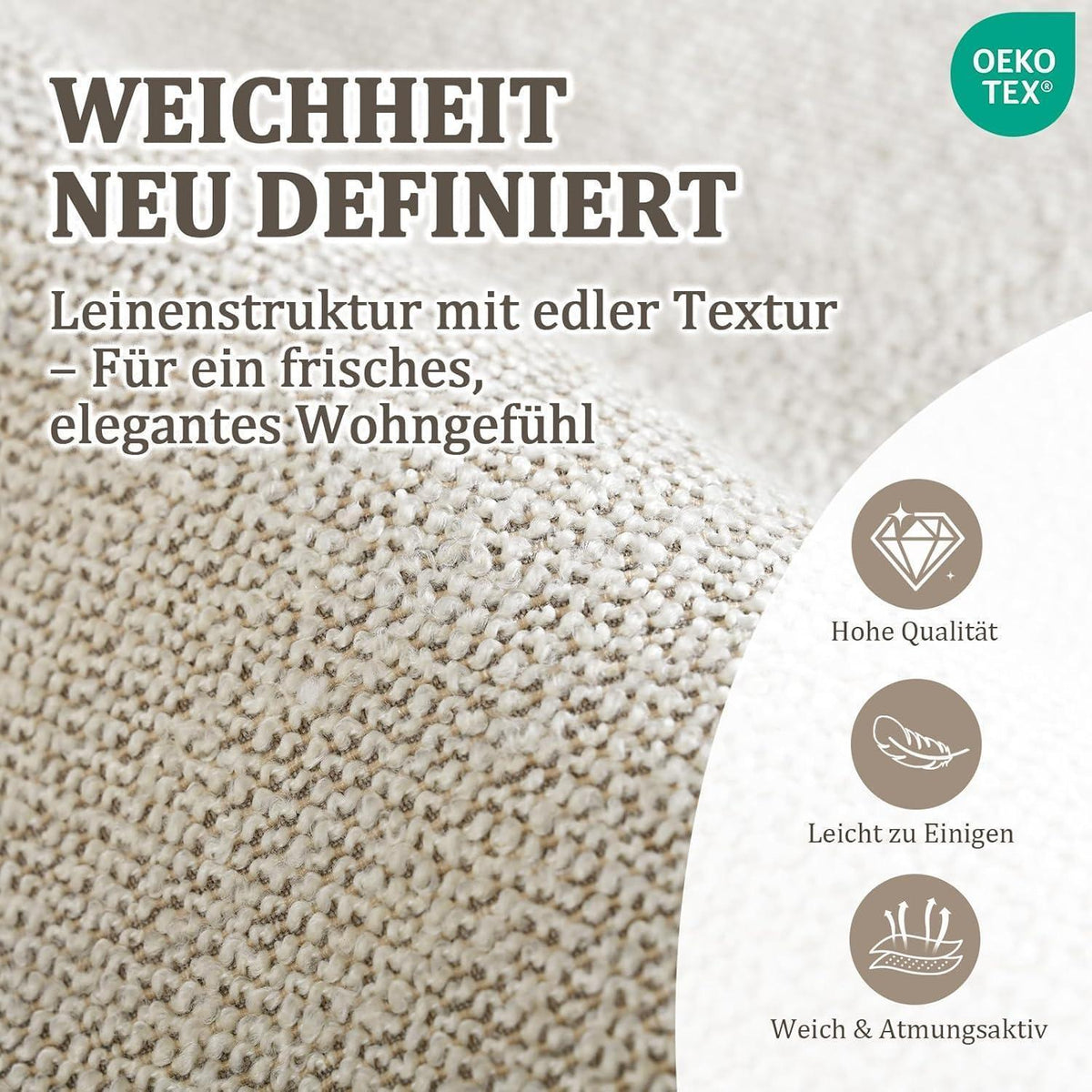 Esszimmerstühle 4er Set Bouclé Beige – Gepolsterte Küchenstühle