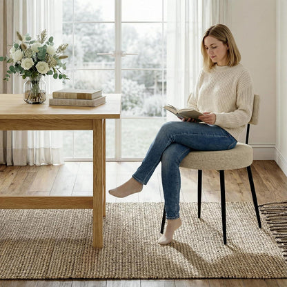 Esszimmerstühle 4er Set Bouclé Beige – Gepolsterte Küchenstühle