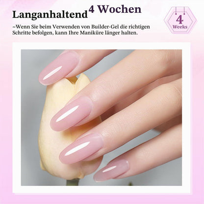 Builder Gel Set für Nagelverlängerung - 4er Set Pink, Nude, Weiß & Braun