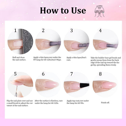 Builder Gel Set für Nagelverlängerung - 4er Set Pink, Nude, Weiß & Braun