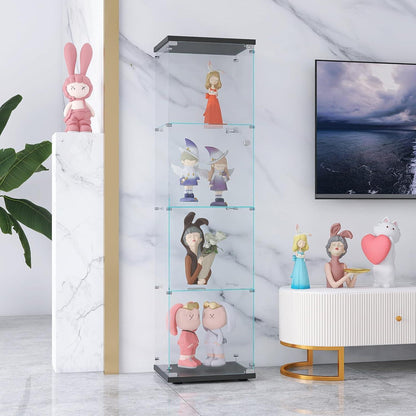 Glasvitrine Standvitrine Schwarz 4 Etagen 1 Tür