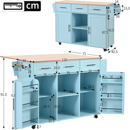 Küchenwagen mit Arbeitsplatte & Rollen – Blau