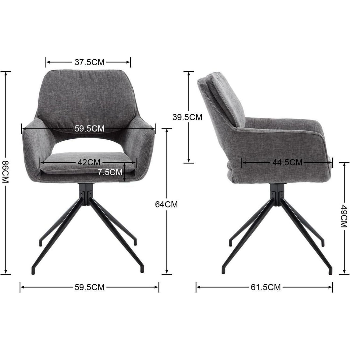 Drehbare Esszimmerstühle Set Grau – Chenille Polsterstühle