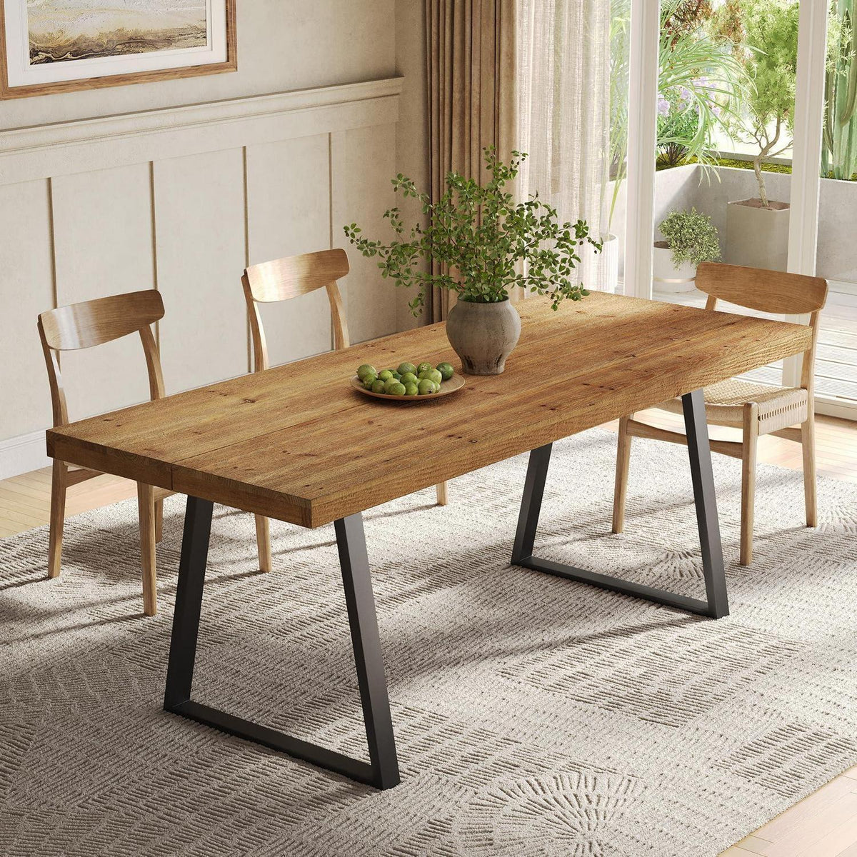 Industrietisch Esstisch Massivholz 160cm Braun