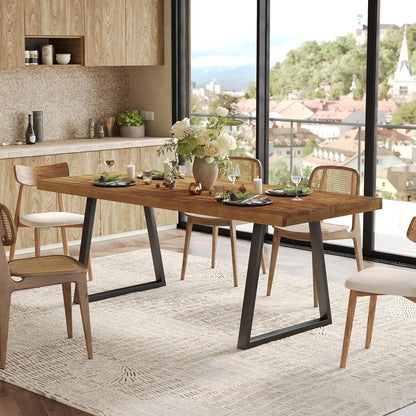 Industrietisch Esstisch Massivholz 160cm Braun
