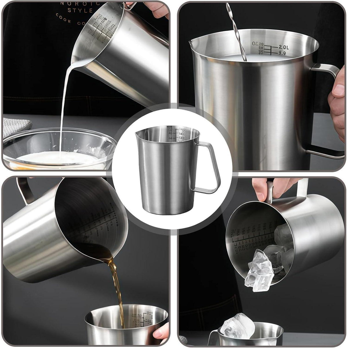 1500ml Edelstahl Messbecher mit Griff & Tropfschutz