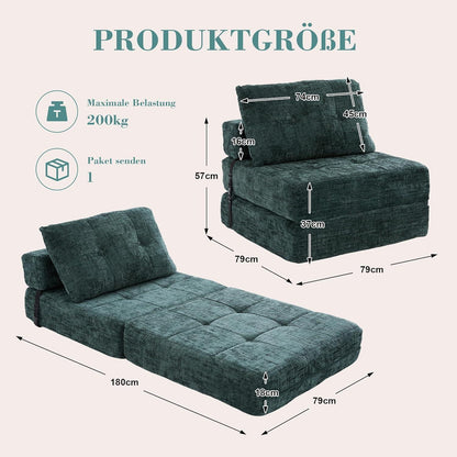 Klappbares Schlafsofa Smaragd – Komfortables Boneless Sofa ohne Montage