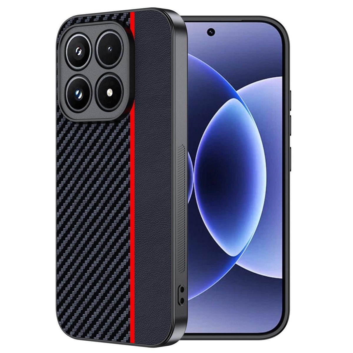 Xiaomi 17 5G Hülle: Wasserdicht, Stoßfest & Kohlefaser Rot/Schwarz