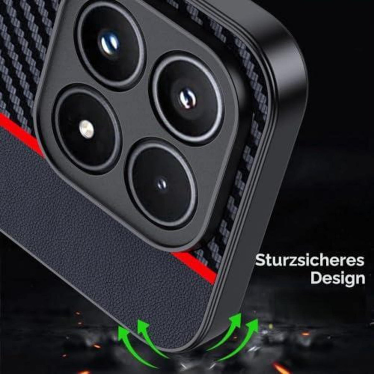 Xiaomi 17 5G Hülle: Wasserdicht, Stoßfest & Kohlefaser Rot/Schwarz