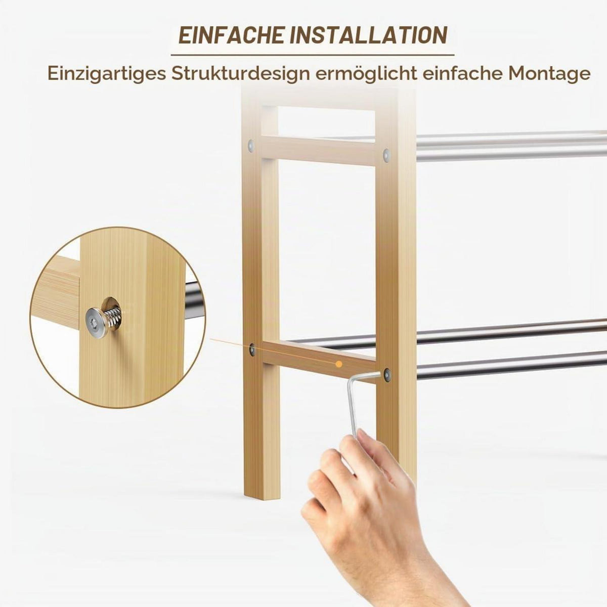 Holz Schuhregal Eiche 2-stöckig, Erweiterbar & Platzsparend