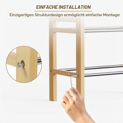 Holz Schuhregal Eiche 2-stöckig, Erweiterbar & Platzsparend