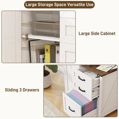 Aktenschrank 80cm Bauernhausstil Weiß – A4 Hängeregister